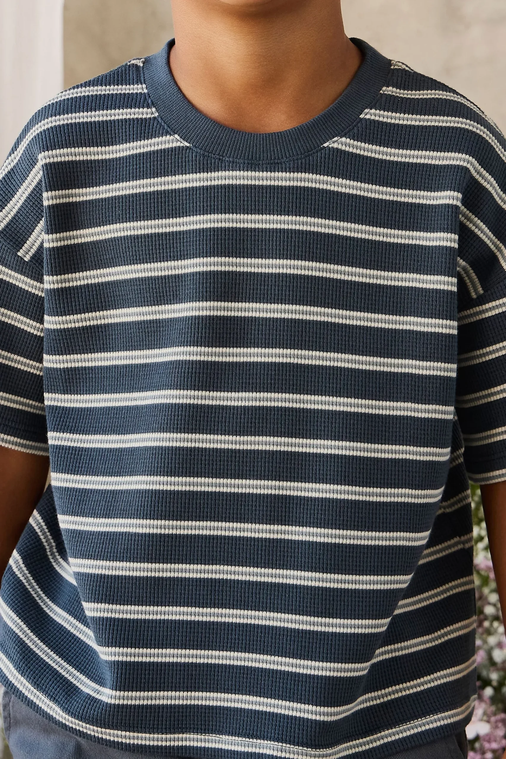 Organic Cotton Waffle Leith Tee - Dreamer Stripe Captain