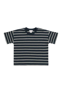 Organic Cotton Waffle Leith Tee - Dreamer Stripe Captain