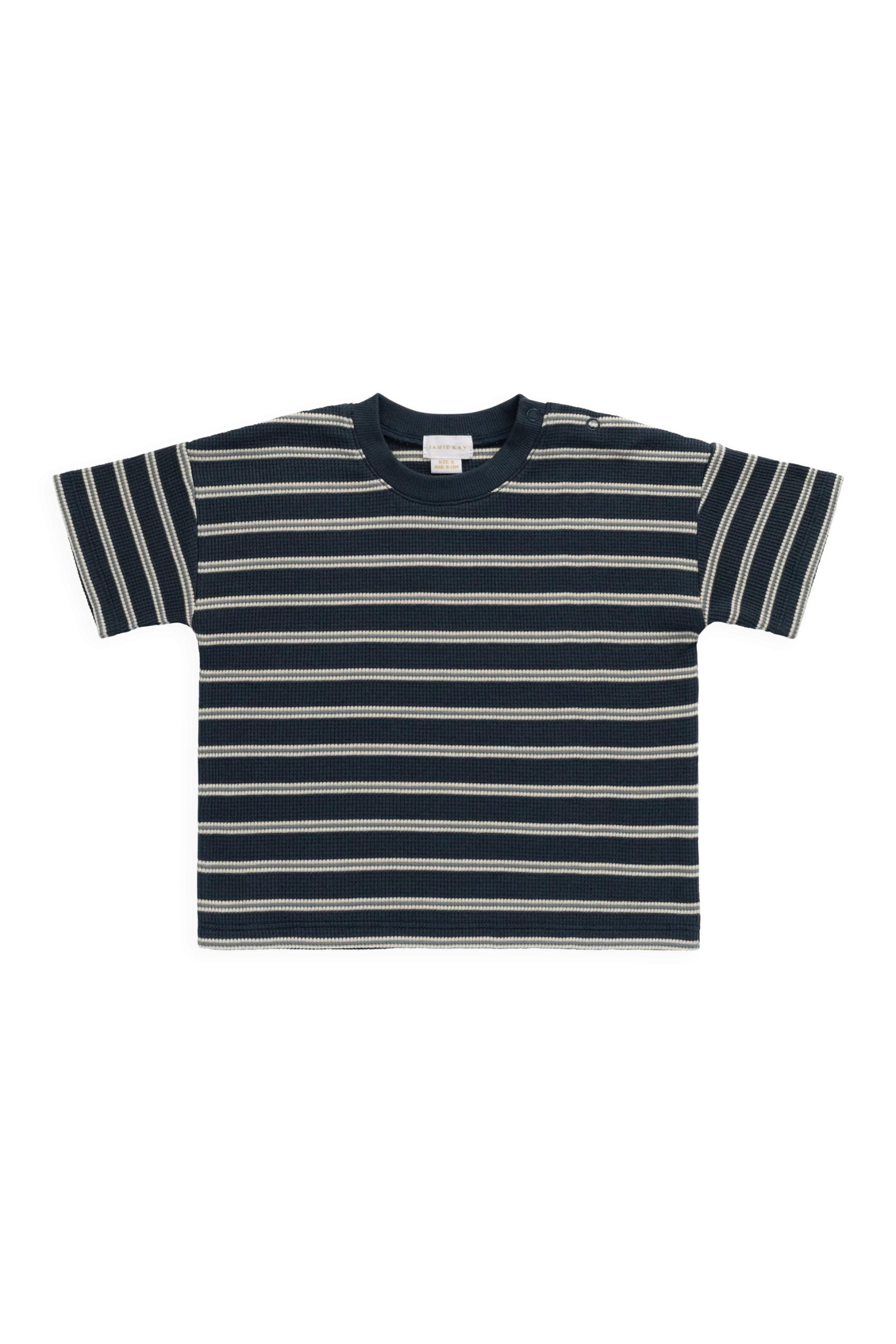 Organic Cotton Waffle Leith Tee - Dreamer Stripe Captain