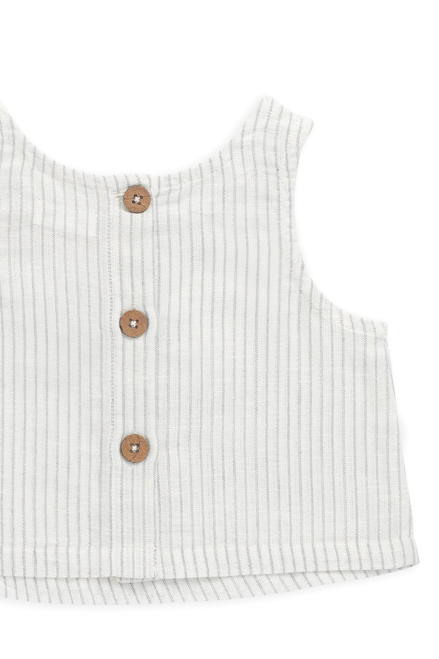 Organic Cotton Winslow Top-Mini Pinstripe Parchment / Dawn