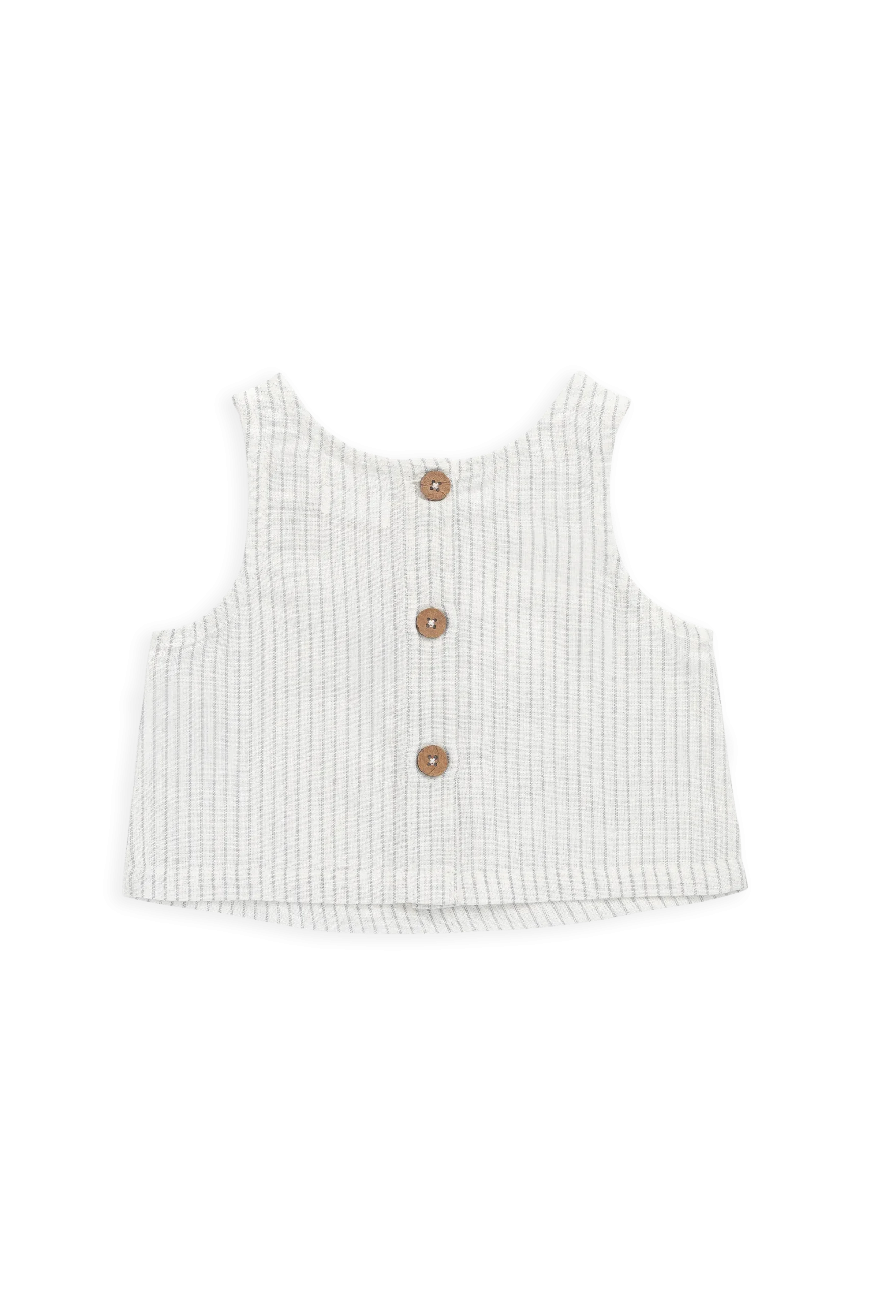Organic Cotton Winslow Top-Mini Pinstripe Parchment / Dawn