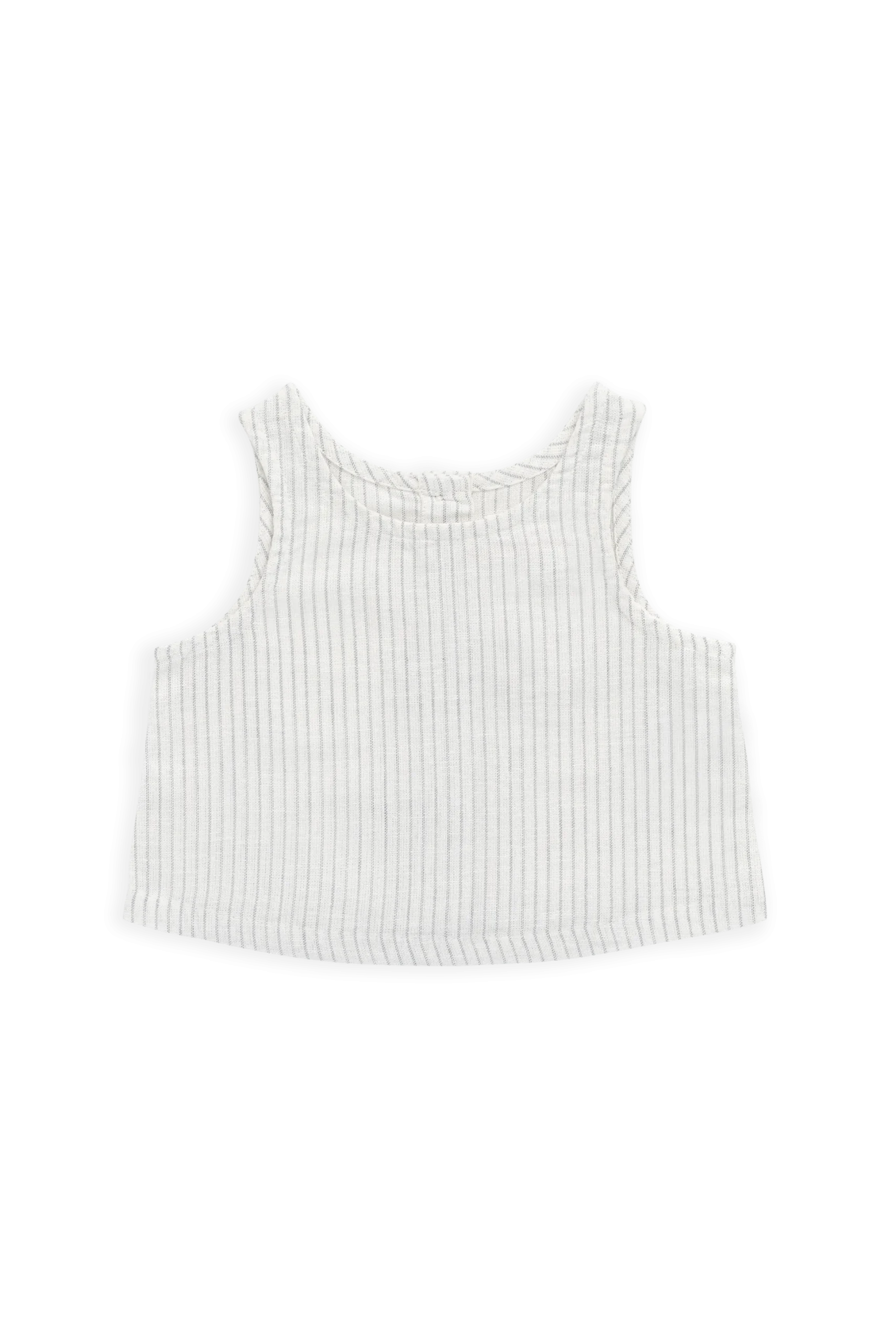 Organic Cotton Winslow Top-Mini Pinstripe Parchment / Dawn