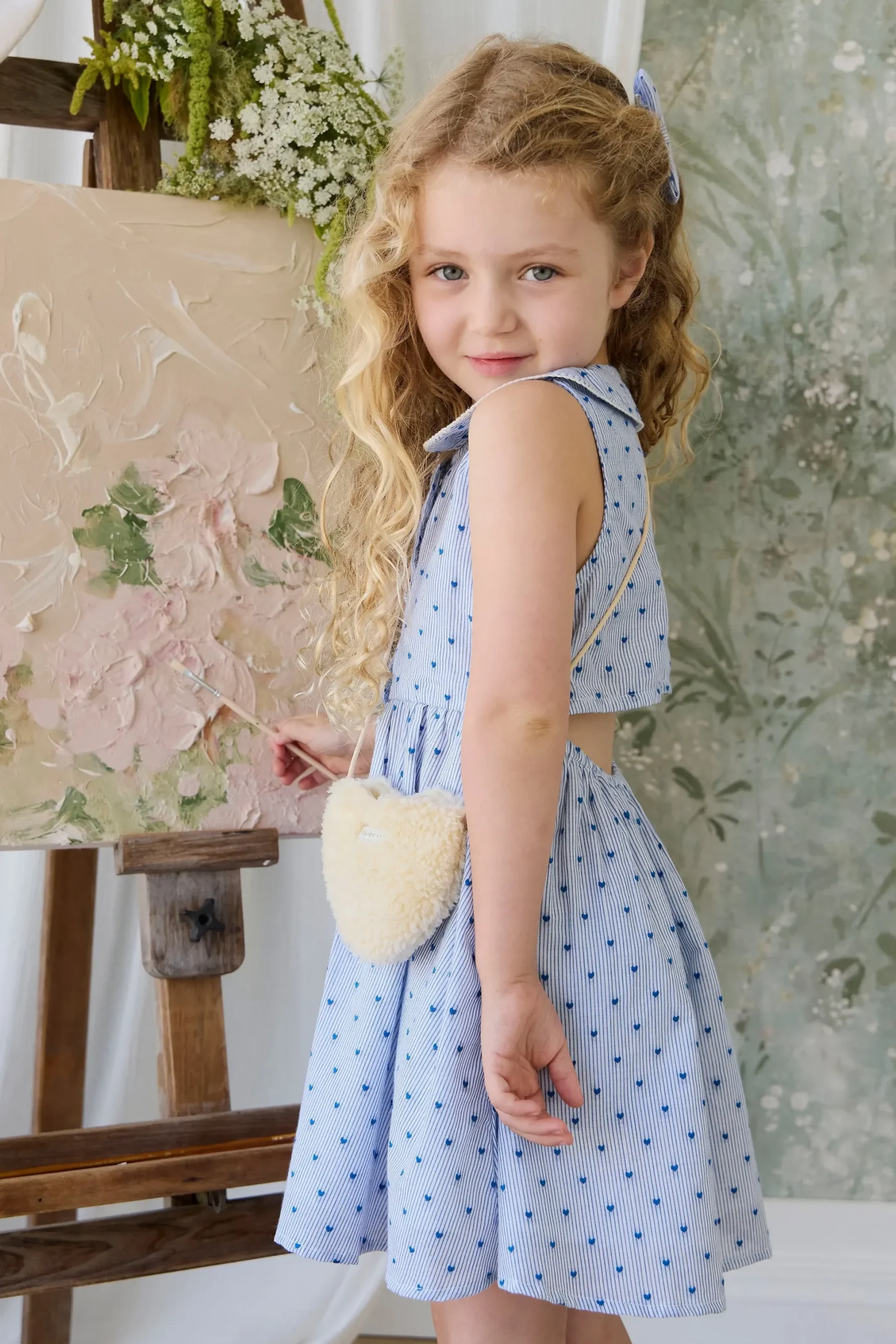 Organic Cotton Wisteria Dress - Mon Amour Stripe Indigo