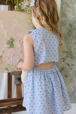 Organic Cotton Wisteria Dress - Mon Amour Stripe Indigo