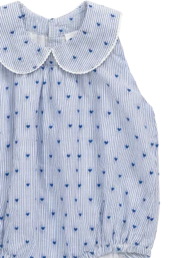 Organic Cotton Wisteria Playsuit - Mon Amour Stripe Indigo