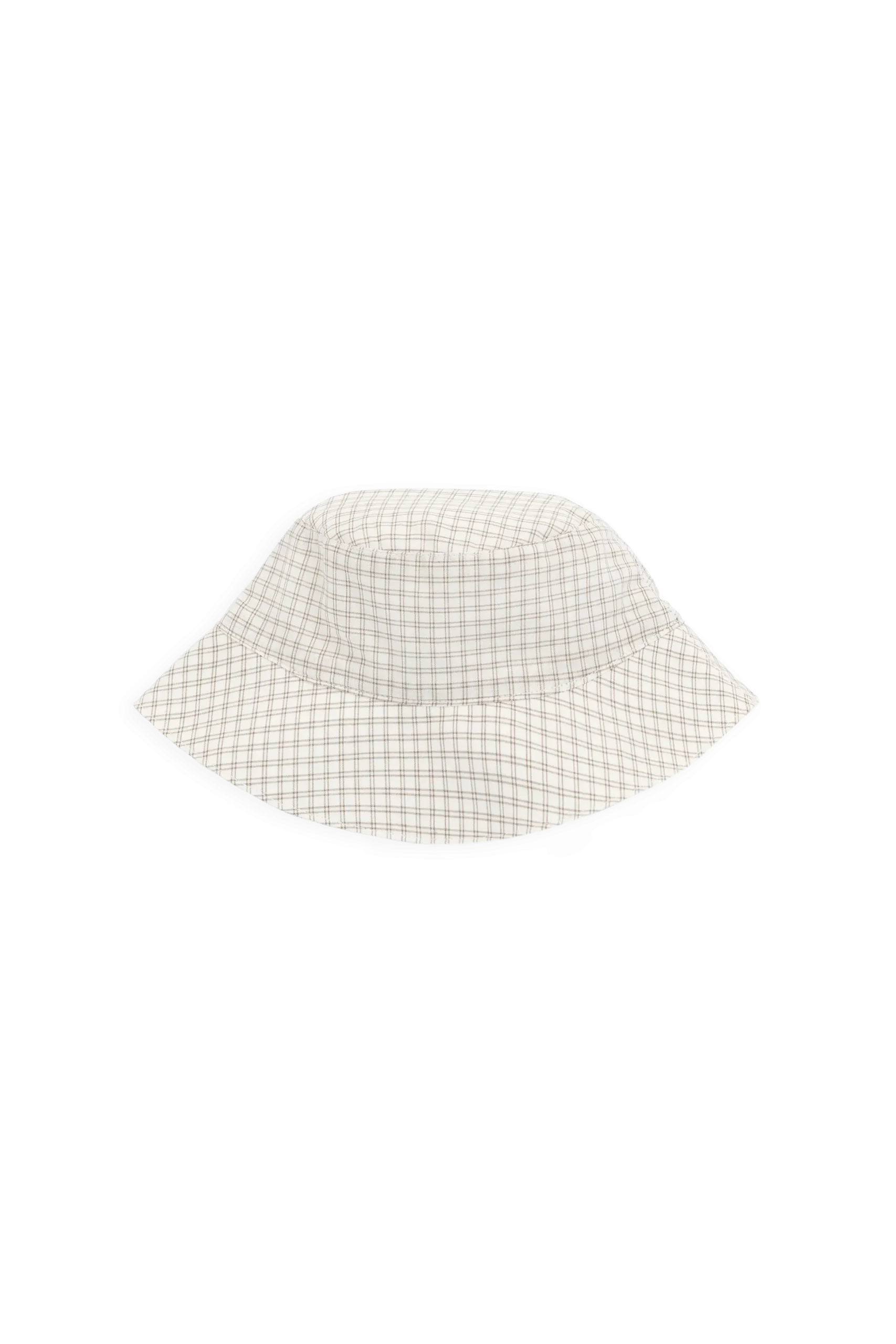 Organic Cotton Woven Bucket Hat-Double Windowpane Check Pecan