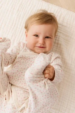 Organic Cotton Wrap Onepiece - Posy Garden Pink