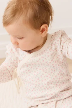 Organic Cotton Wrap Onepiece - Posy Garden Pink