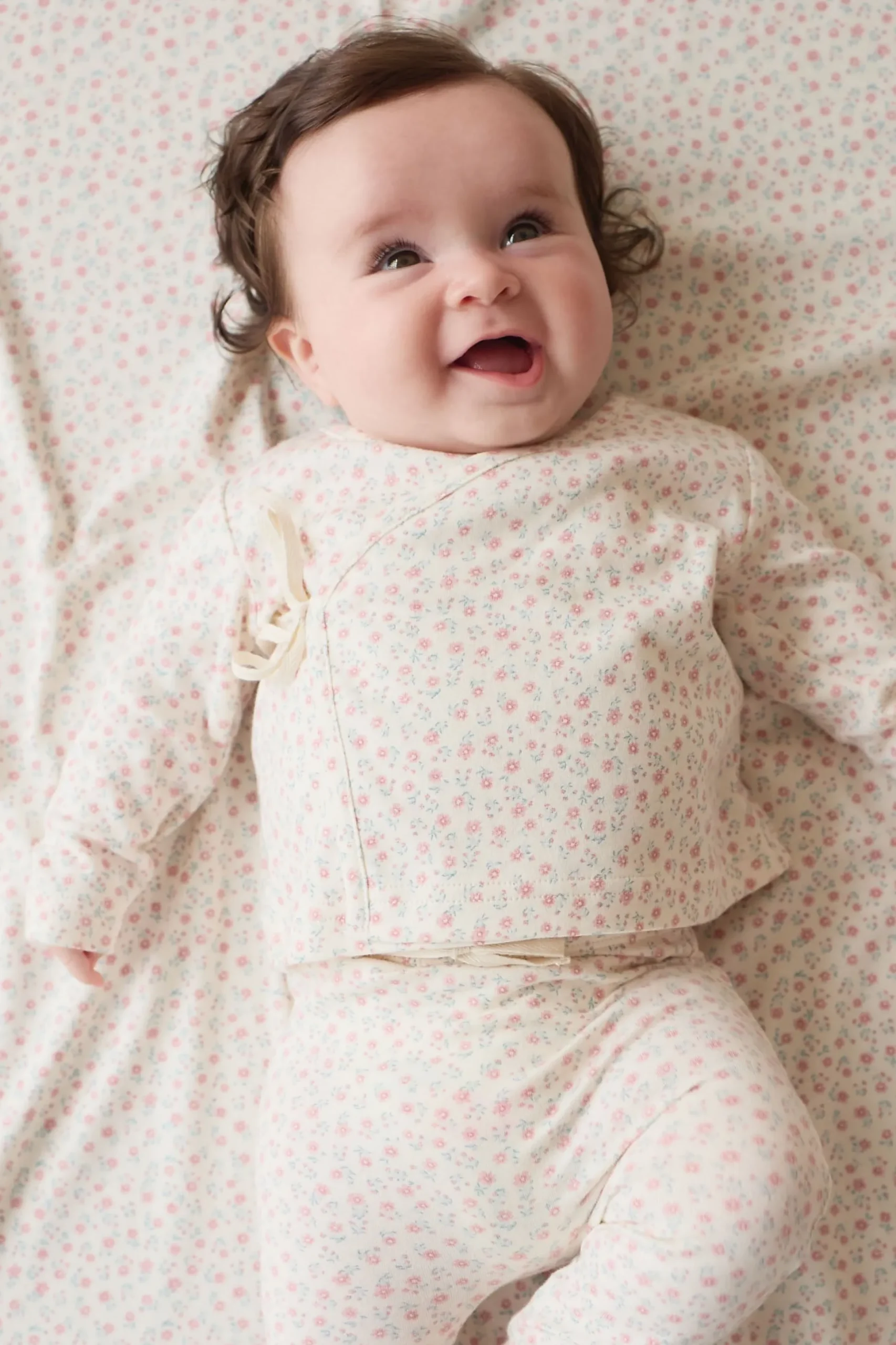 Organic Cotton Wrap Top - Posy Garden Pink
