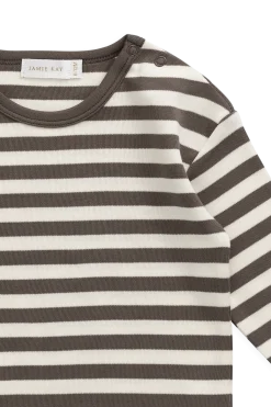 Pima Cotton Arnold Long Sleeve Top - Essential Stripe Raku/Cloud