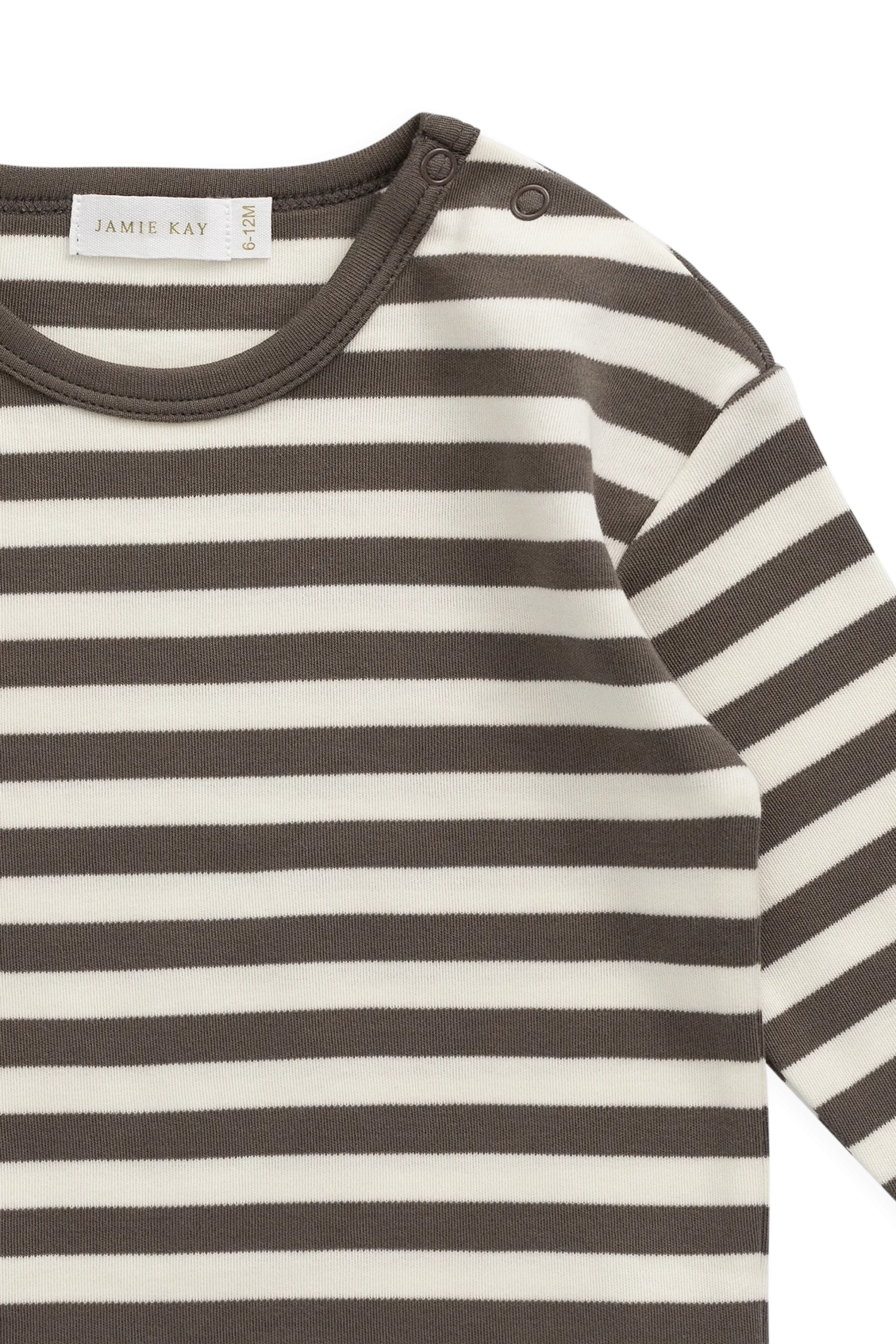 Pima Cotton Arnold Long Sleeve Top - Essential Stripe Raku/Cloud