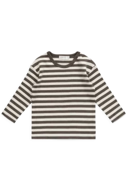 Pima Cotton Arnold Long Sleeve Top - Essential Stripe Raku/Cloud