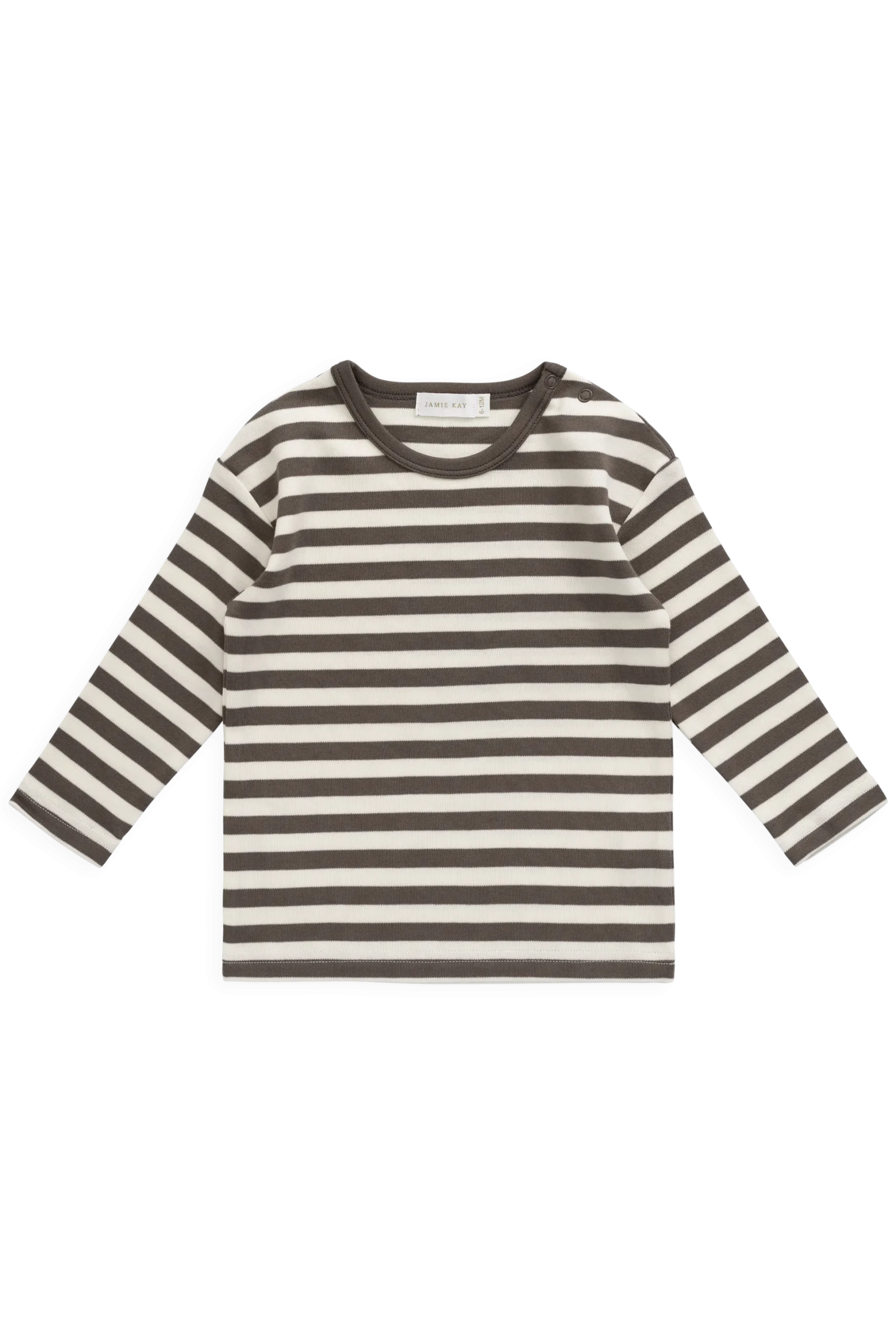 Pima Cotton Arnold Long Sleeve Top - Essential Stripe Raku/Cloud