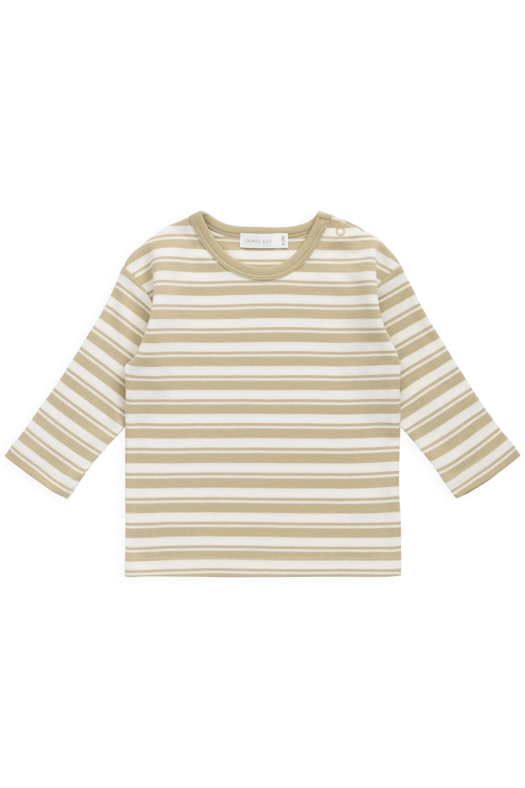 Pima Cotton Arnold Long Sleeve Top - Double Stripe Hay/Cloud