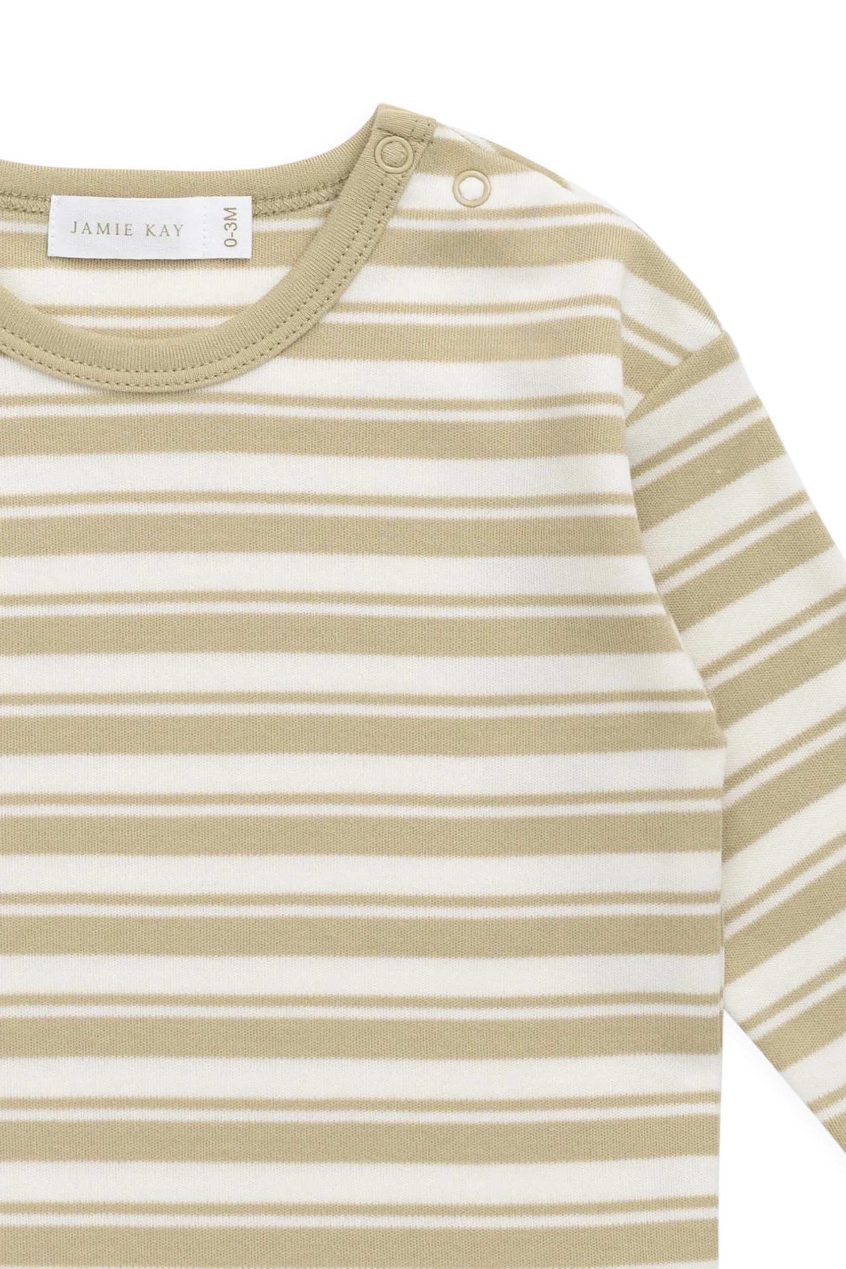 Pima Cotton Arnold Long Sleeve Top - Double Stripe Hay/Cloud