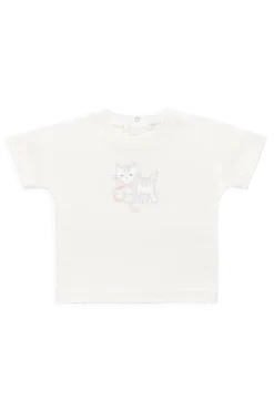 Pima Cotton Mimi Top-Parchment Bow Kitty