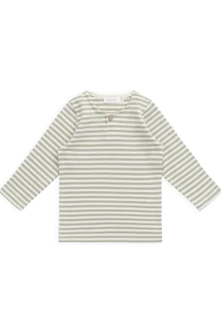 Pima Cotton Shae Top - Narrow Stripe Lichen / Cloud