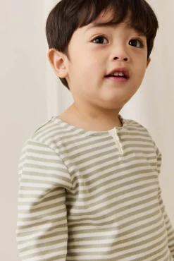 Pima Cotton Shae Top - Narrow Stripe Lichen / Cloud