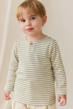 Pima Cotton Shae Top - Narrow Stripe Lichen / Cloud