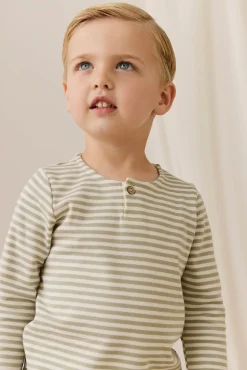 Pima Cotton Shae Top - Narrow Stripe Lichen / Cloud