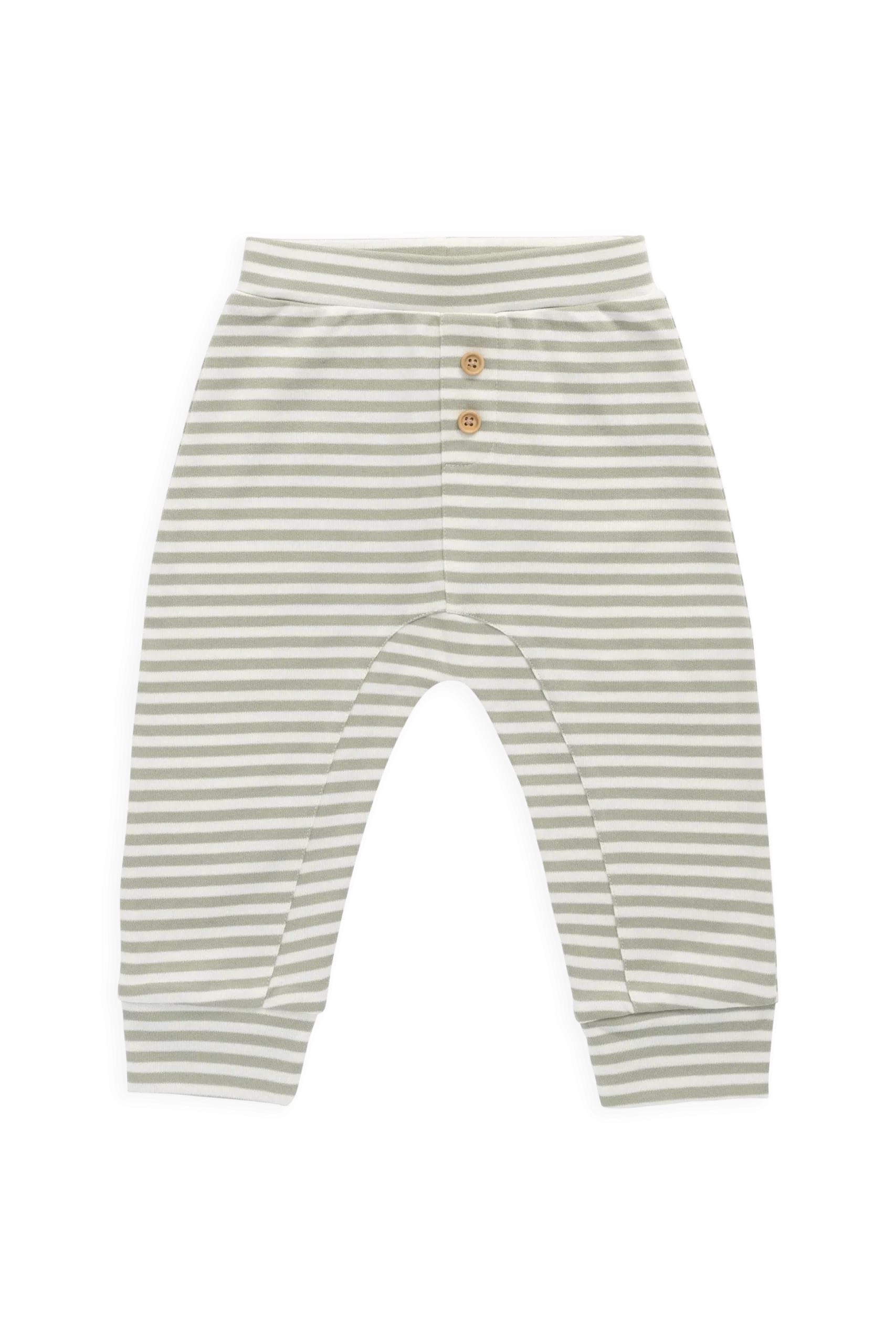 Pima Cotton Wesley Pant - Narrow Stripe Lichen / Cloud