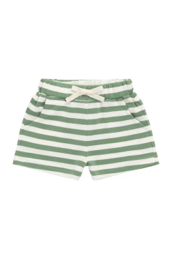 Pima Cotton Wesley Short - Essential Stripe Parchment/Snow Pea
