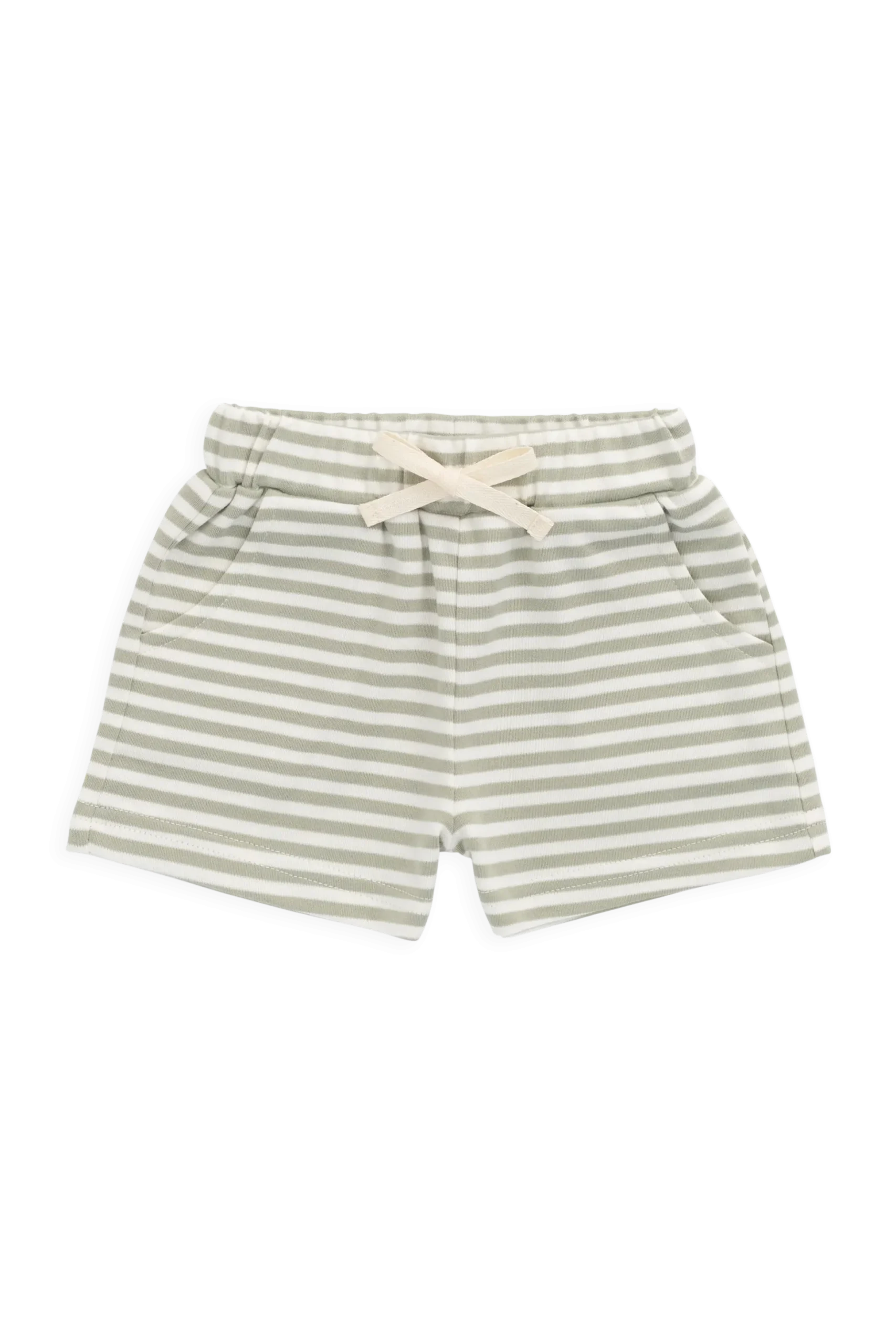 Pima Cotton Wesley Short - Narrow Stripe Lichen / Cloud