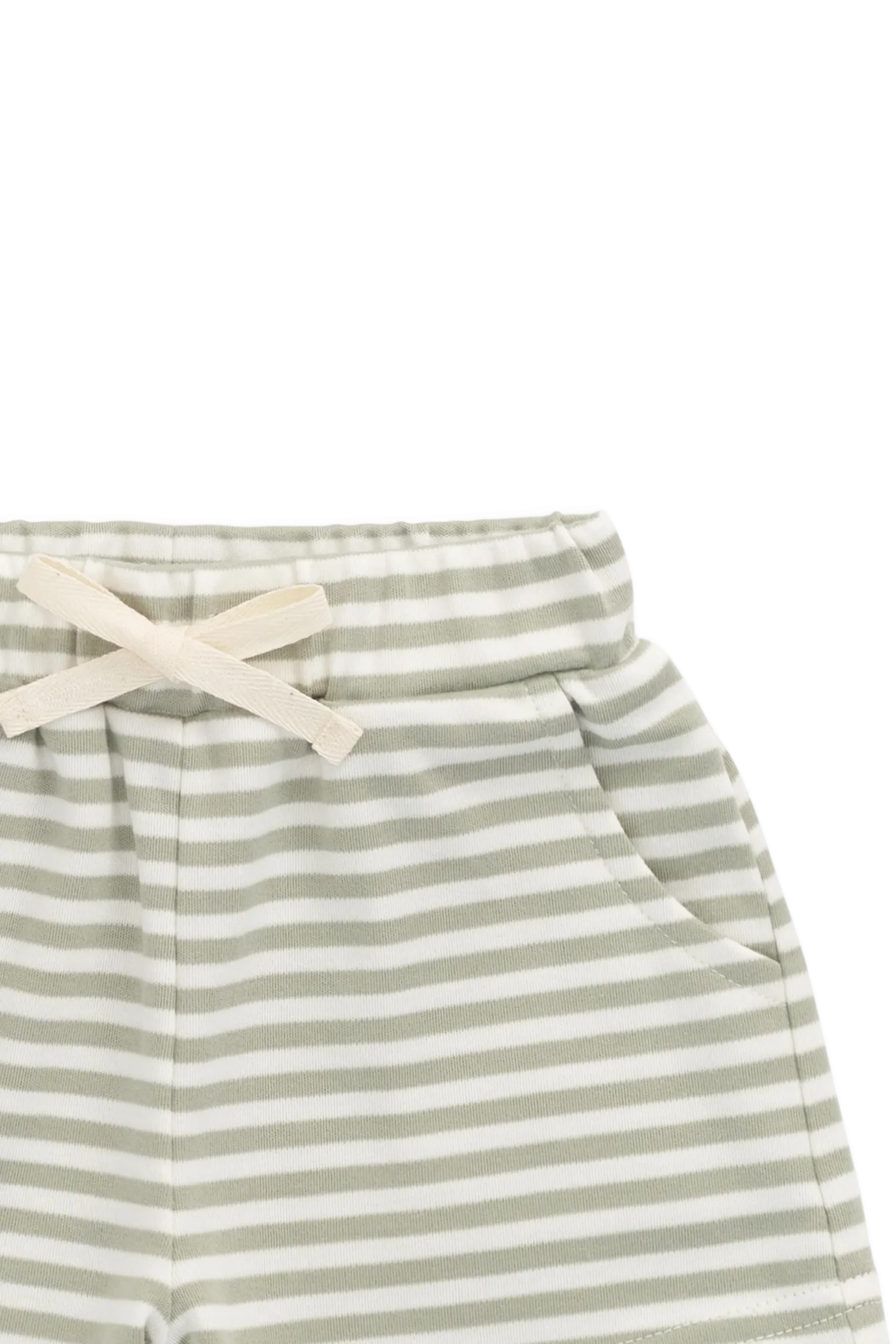 Pima Cotton Wesley Short - Narrow Stripe Lichen / Cloud