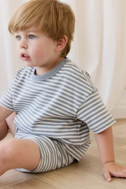 Pima Cotton Wesley Short-Narrow Stripe Dawn / Cloud