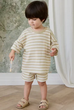 Pima Cotton Wesley Tee - Double Stripe Hay/Cloud
