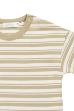 Pima Cotton Wesley Tee - Double Stripe Hay/Cloud
