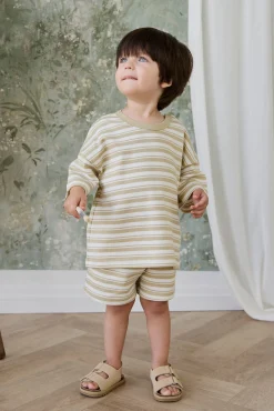 Pima Cotton Wesley Tee - Double Stripe Hay/Cloud