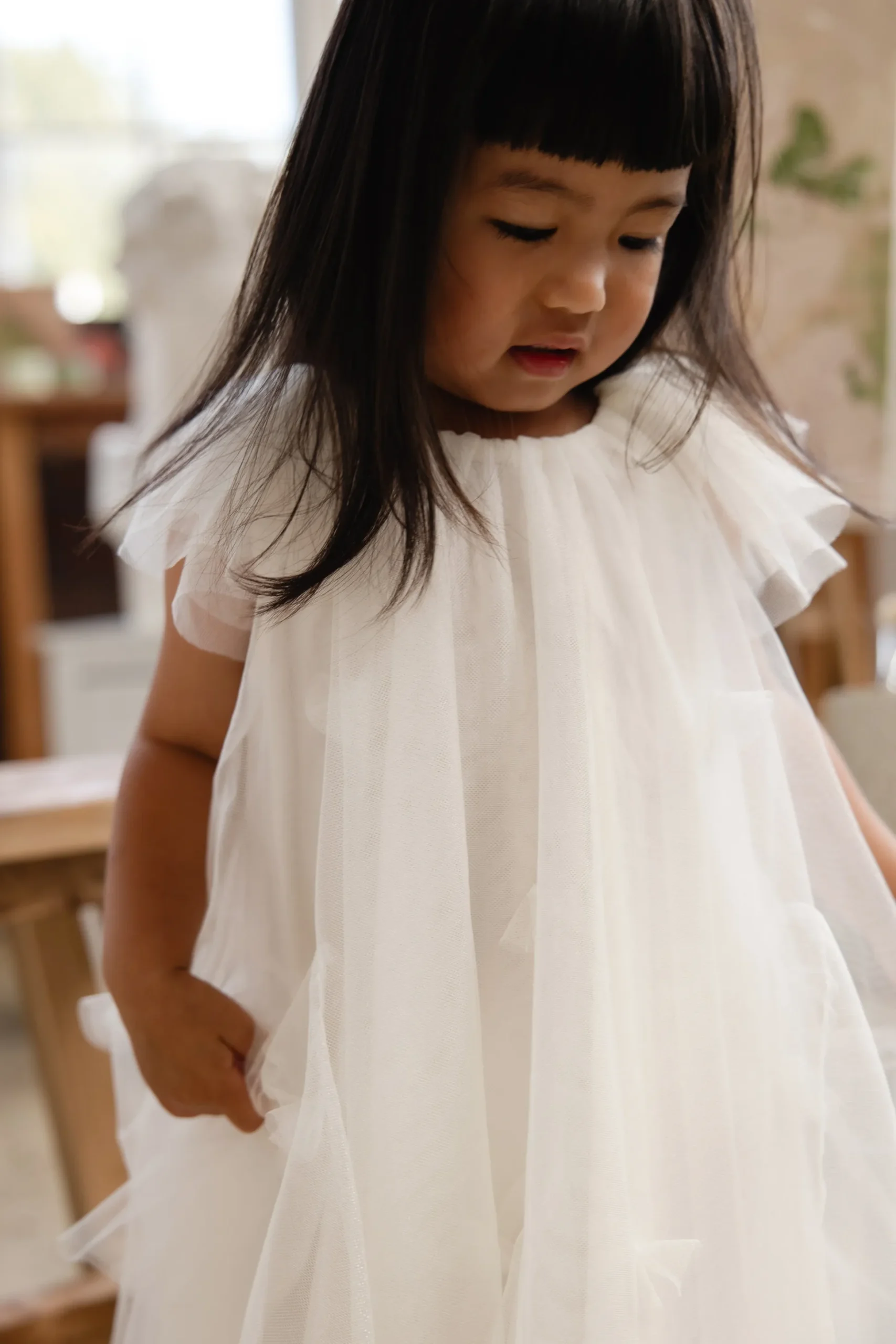Rhea Tulle Dress - Parchment