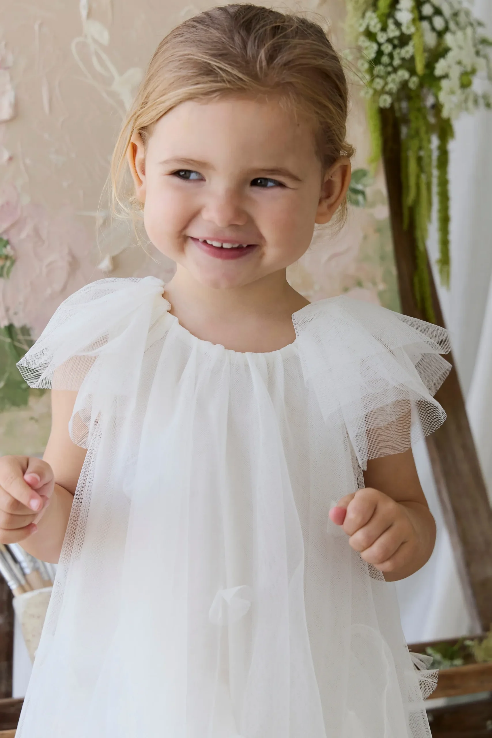 Rhea Tulle Dress - Parchment