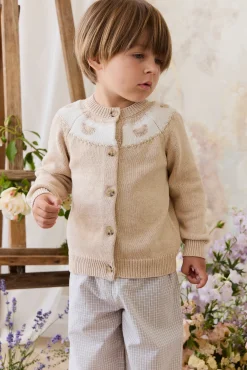 Riley Cardigan - Riley Jacquard - Wheaten Marle