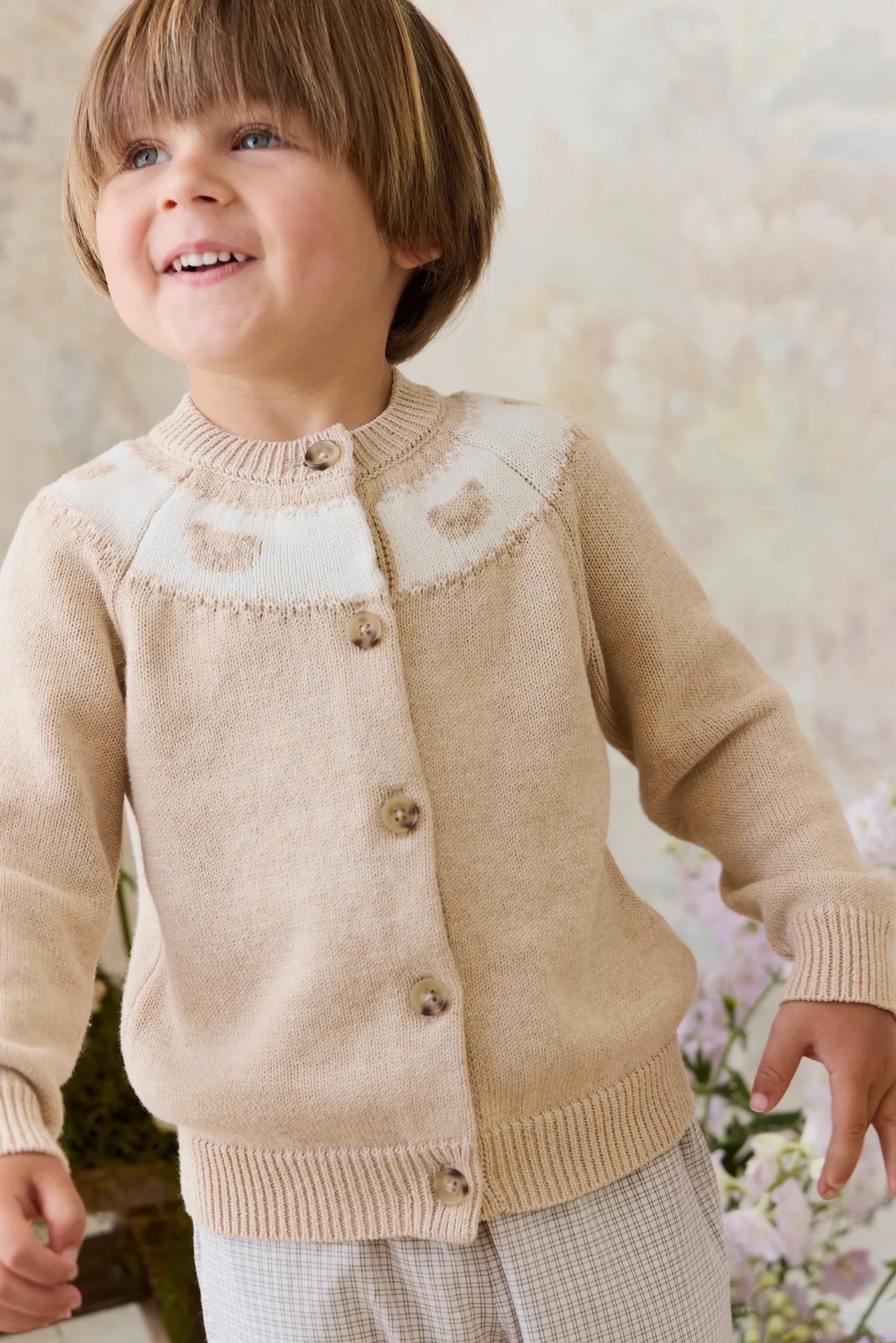 Riley Cardigan - Riley Jacquard - Wheaten Marle